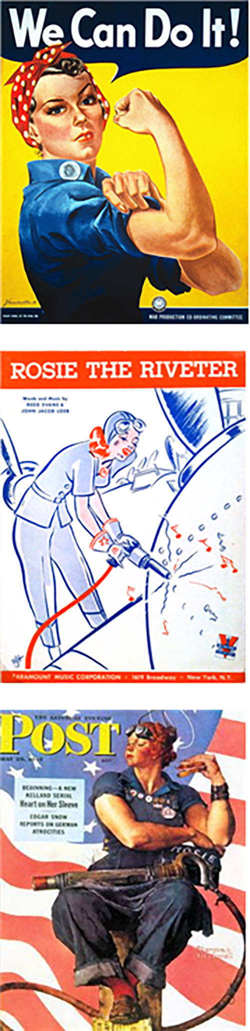 제2차 세계대전기 `리벳공 로지`의 다양한 이미지. 최상단의 이미지는 우리에게도 친숙하다. /출처= @미국립문서기록관리청