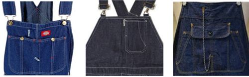 멜빵 바지의 다양한 앞주머니 형태 /출처=@이베이