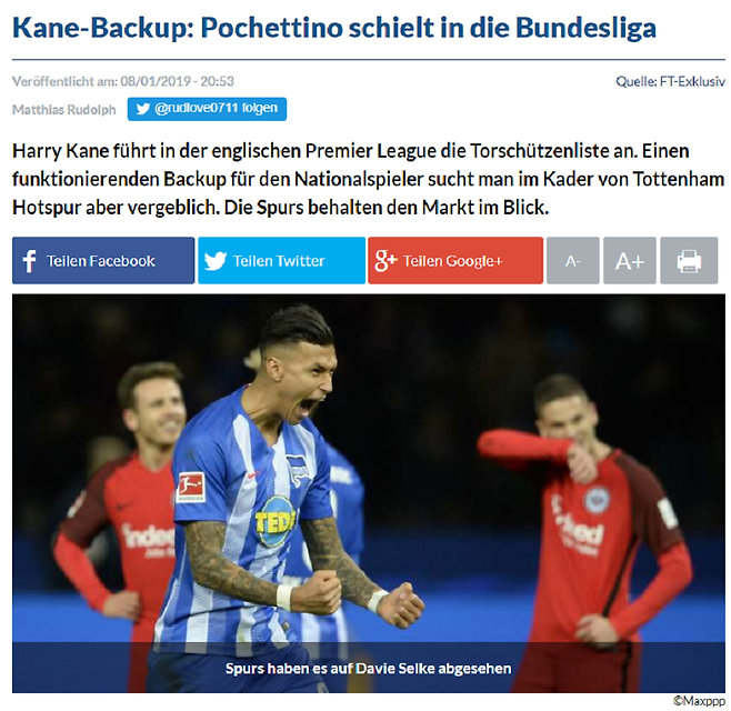 ▲ 토트넘은 젤케에게 관심이 있다. ⓒFUSSBALL