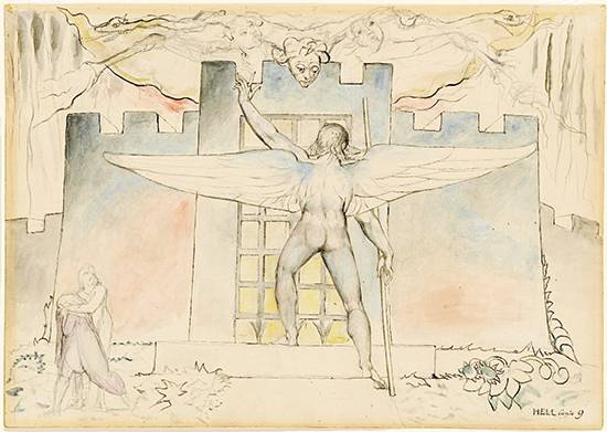 ‘디스 성문 앞에 선 천사(The Angel at the Gate of Dis)’. 영국 윌리엄 블레이크(1757~1827년), 단테 ‘신곡’ 삽화.