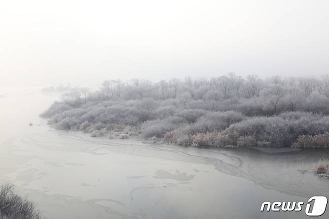 22일 강원 춘천시 동면 소양3교 인근 소양강에 상고대가 피었다.2019.1.22/뉴스1 © News1 이찬우 기자