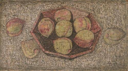 박수근, 복숭아, 캔버스에 유채, 50×28cm, 1957년경 [롯데갤러리 제공]