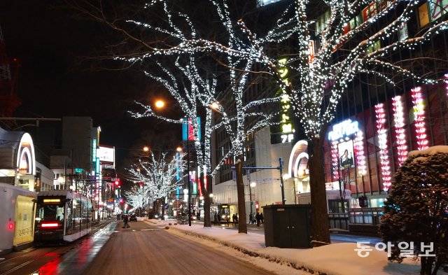 삿포로 화이트일루미네이션-겨울철 삿포로 시내 가로수에 설치된  인공조명.