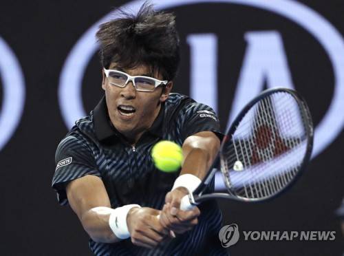 정현의 올해 호주오픈 2회전 경기 모습. [AP=연합뉴스]