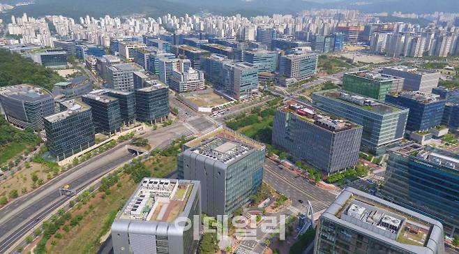 판교테크노밸리 항공사진. 판교는 바이오산업 성장을 위한 생태계가 완벽하게 구축됐다는 평가를 받는다.(사진=판교테크노밸리 제공)