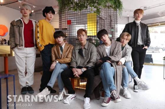 (왼쪽부터) 아이돌그룹 몬스타엑스 멤버 원호 주헌 형원 셔누 민혁 아이엠 기현 /사진=김휘선 기자