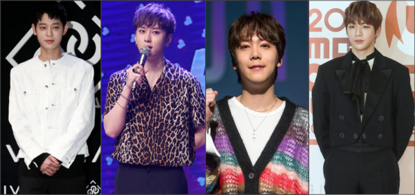 왼쪽부터 정준영, 용준형, 이홍기, 강다니엘 /연합뉴스