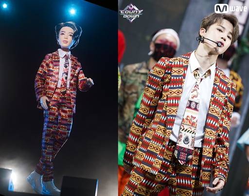 마텔 인형(왼쪽)과 방탄소년단 지민