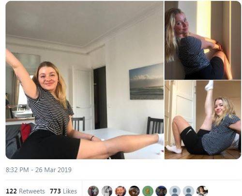 한 여학생이 ‘레깅스 시위’에 동참하는 의미로 짧은 레깅스를 입은 사진을 자신의 트위터에 게재했다. 트위터 캡처