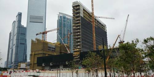 공사 중인 M+ (홍콩=연합뉴스) 정아란 기자 = 30일 방문한 홍콩 웨스트 카오룽 M+ 공사 현장. M+ 파빌리온이 현재 관람객을 맞고 있으며 사진 속 뮤지엄 타워와 갤러리 등이 공사 중이다. 2019.3.31. airan@yna.co.kr