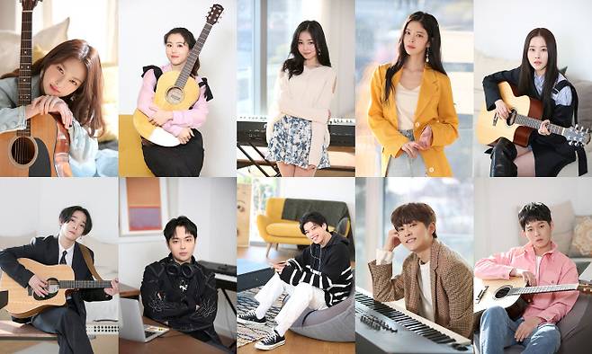 고성민(왼쪽 위부터 시계 방향으로), 스텔라장, 아이디, 장재인, 차희, 최낙타, 이우, 빅원, 딥샤워, 남태현.