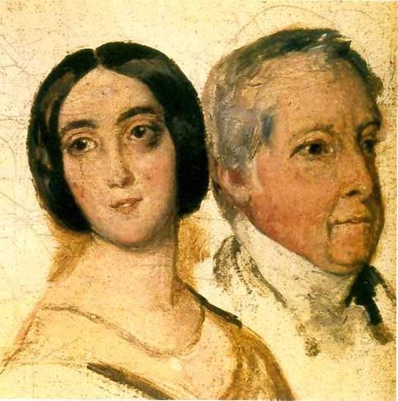 조르주 상드와 남편 카지미르 뒤드방 남작. Francois-Auguste Biard 그림. 1823. Musee George Sand et de la Vallee Noire au chateau de La Chatre 소장. [그림 Wikimedia Commons (Public Domain)]