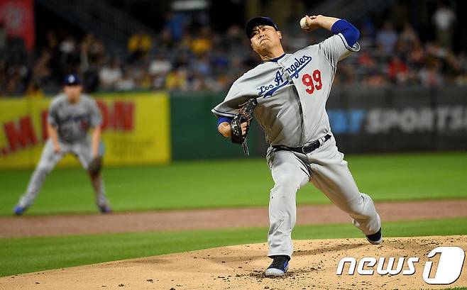 메이저리그 평균자책점 1위에 올라 있는 LA 다저스 류현진. © AFP=뉴스1