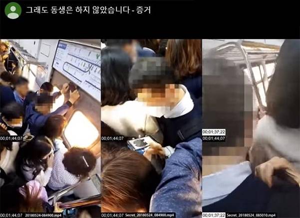 27일 성추행 피고인의 형이라고 주장하는 청원인이 철도사법경찰대의 채증 영상을 분석해 반박하고 있다. /유튜브 캡처