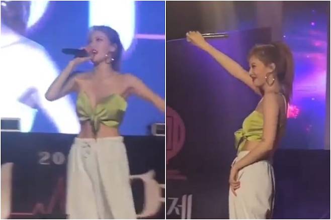 ▲ 현아가 대학 축제 공연 도중 노출 위기에 처했지만 능숙하게 해결했다. 출처l현아 SNS