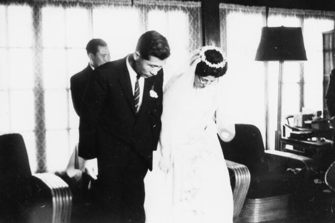 1962년 이희호 여사와 김대중 전 대통령의 결혼식 모습. [중앙포토]
