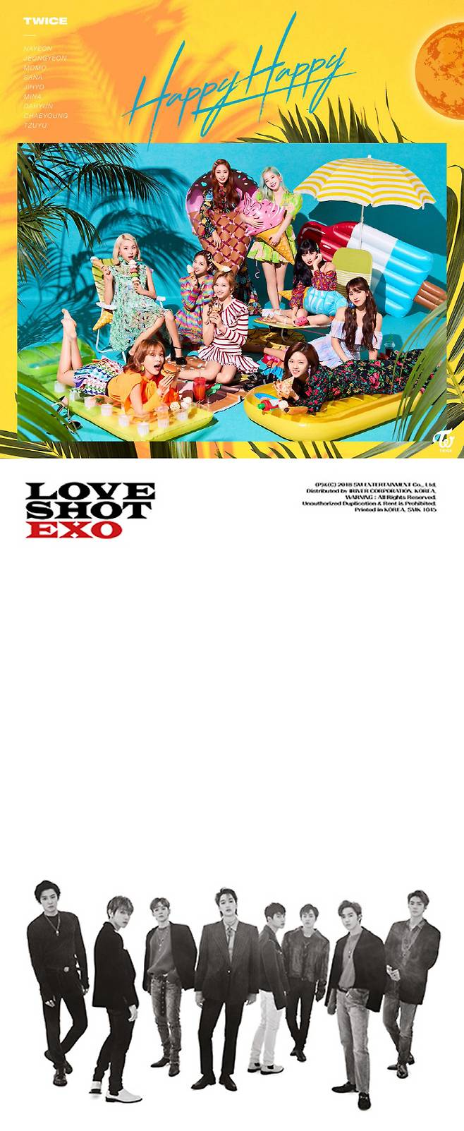 6월 기부천사로 선정된 트와이스와 엑소. 사진 | 최애돌 고객의 소리