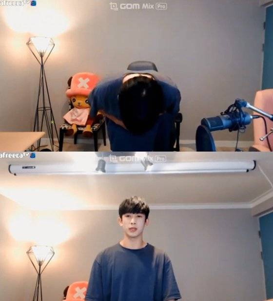 해명 영상을 게재한 우창범. [아프리카TV 캡처]