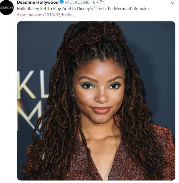 할리 베일리가 ‘인어공주’ 캐스팅 뉴스를 리트윗했다.