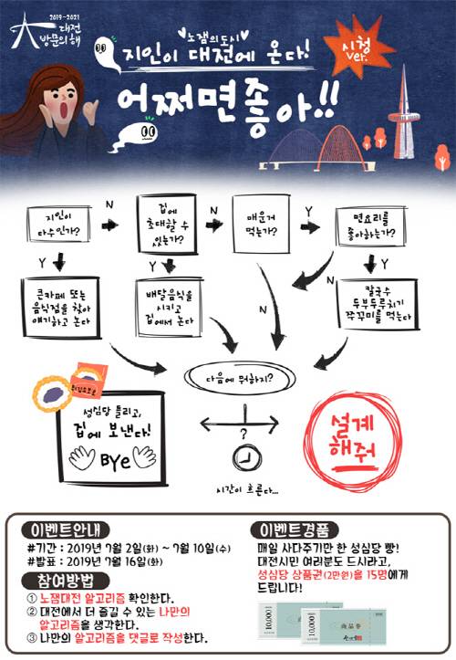 지난 2일 대전광역시청이 페이스북을 통해 '노잼대전 알고리즘' 이벤트를 알려 화제가 되고 있다. [사진 출처 = 대전광역시청 페이스북]