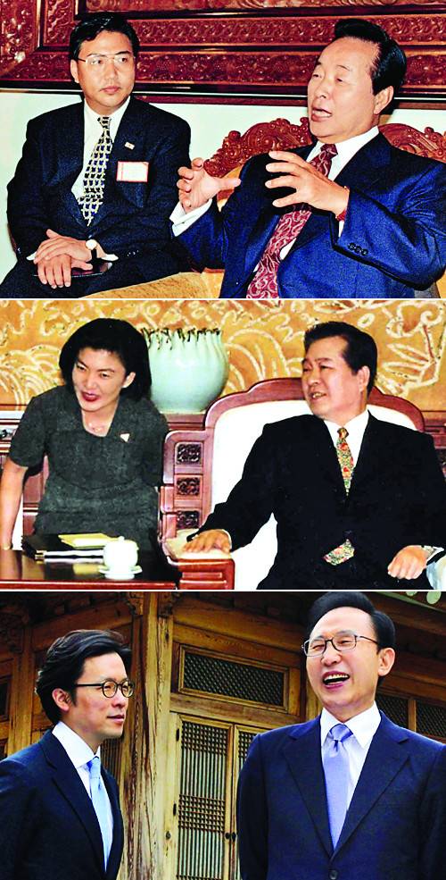 역대 대통령과 영어 통역관들. 김영삼 전 대통령과 박진 전 의원, 김대중 전 대통령과 강경화 외교부 장관, 이명박 전 대통령과 김일범 전 외교부 북미2과장(위 사진부터). 연합뉴스