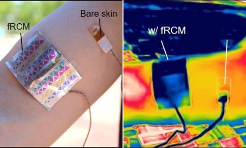 송영민 광주과학기술원 교수팀이 개발한 수동 복사냉각 장치를 부착한 부분의 온도가 주변보다 3~5도 내려갔다. 송영민 교수팀 제공