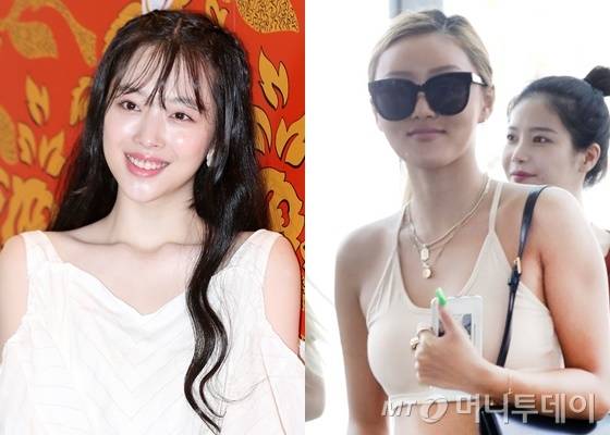 가수 겸 배우 설리(왼쪽)와 그룹 마마무 화사/사진=머니투데이DB, 뉴스1