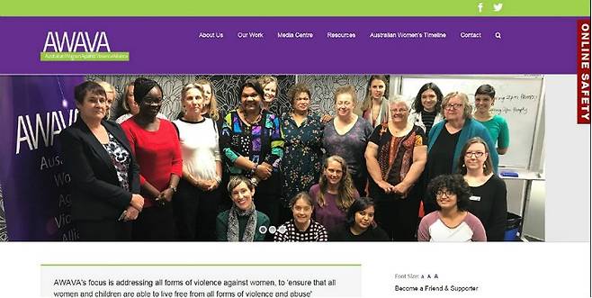 호주 반폭력 여성 동맹(Australian Women Against Violence Alliance)은 2016년에 이미 '이미지가 변경되었거나 다른 여성들이 찍은 이미지로 구성되어 있어도 이미지의 배포로 인한 피해자의 잠재적 손해는 줄지 않는다'는 사실에 주목하고 '성적인 포토샵(sexualized photoshopping)'의 불법성을 알리기 위해 노력해오고 있다. (사진=AWAVA 홈페이지 화면캡처)