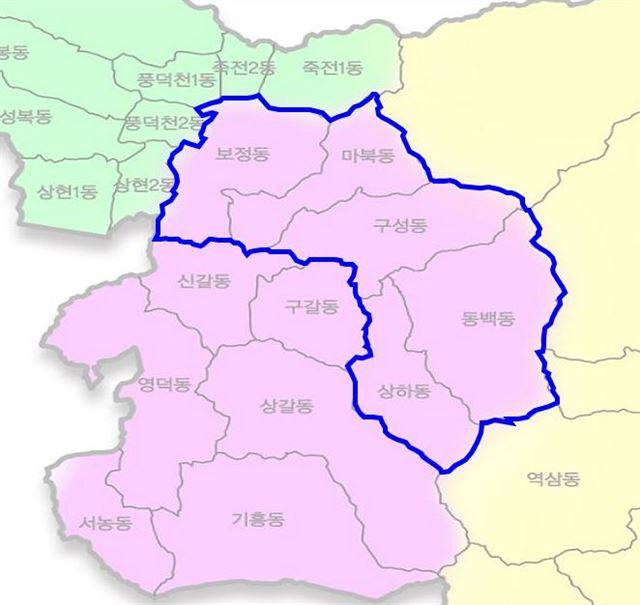 경기 용인시가 기흥구를 두개 구로 나누는 용역에 착수했다. 기흥구가 기흥읍과 구성읍을 통합한 만큼 분구시 기존 도심대로 나누는 방안이 검토되고 있다. 용인시 제공