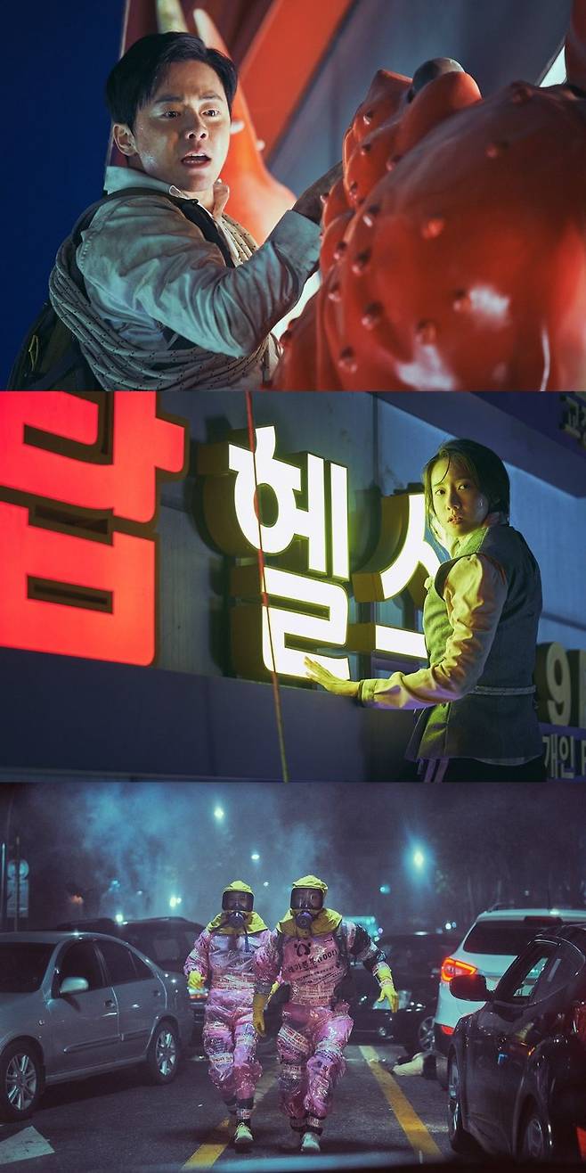용남과 의주 역은 각각 배우 조정석과 임윤아가 연기했다. 두 사람은 고강도의 액션 연기를 훌륭하게 소화했다. (사진=외유내강 제공)
