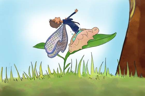 처마 밑 가느다란 화초 자락에 매미 허물이 매달려 있었다. [일러스트 강경남]