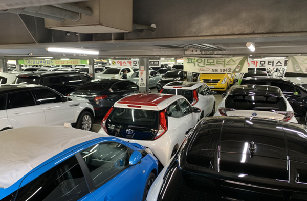 28일 서울 강남구 율현동 중고차 매매단지. 일본차가 드물게 한대씩 주차돼 있었다. /민서연 인턴기자