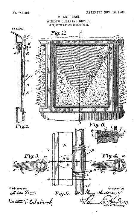 1903년 메리 앤더슨이 최초로 개발한 자동차 와이퍼