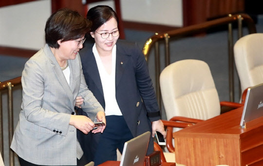 이혜훈 바른미래당 의원(왼쪽)과 김현아 자유한국당 의원이 민간택지 분양가상한제의 무분별한 남용을 저지하는 반대 법안을 내놓는다.<연합뉴스>