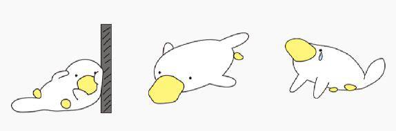 이모티콘 ‘오구’의 초기 버전. 지금보다 부리가 더 길고 꼬리가 더 얇다.