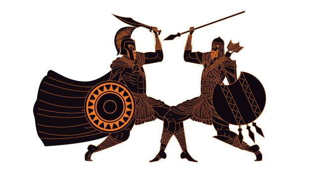 페르시아인과 싸우는 스파르타인(왼쪽). [셔터스톡]