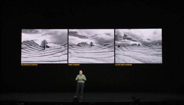 애플 트리플 카메라 각 렌즈로 촬영된 이미지.(사진=애플 유튜브 캡처)