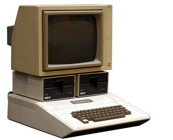 키보드와 모니터가 일체형인 애플 2 컴퓨터