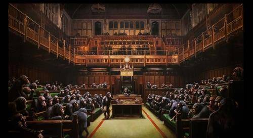 뱅크시의 작품 '위임된 의회'(Devolved Parliament) [출처=뱅크시 홈페이지 캡처]