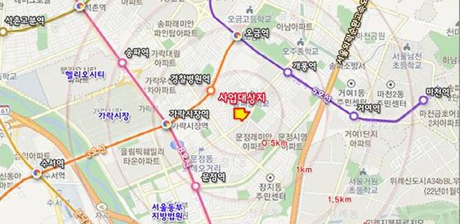 서울 송파구 가락미륭아파트 위치도 [자료 = 서울시]