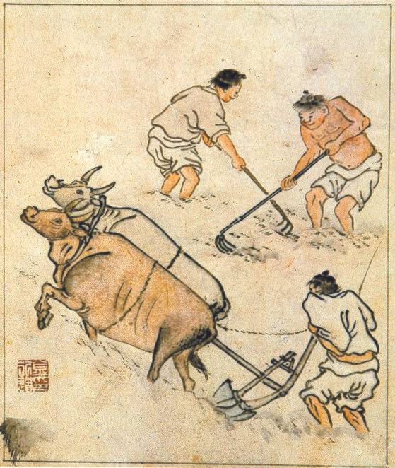 김홍도 '밭갈이' [중앙포토]