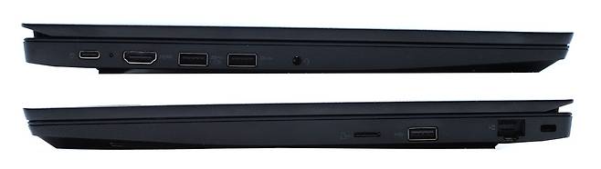 노트북 좌우측에 다양한 확장단자가 제공된다.