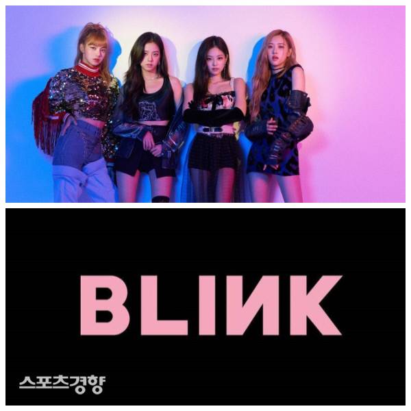 걸그룹 블랙핑크(위)와 블랙핑크의 팬덤 ‘블링크’의 로고. 사진 경향DB, YG엔터테인먼트