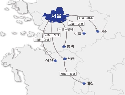 고속버스 정기권 시행노선도 [국토교통부 제공]