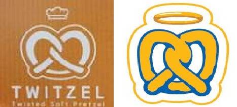 유정에프앤비의 ‘트윗젤’(좌) 재원푸드 ‘앤티앤스 프레즐’(우)