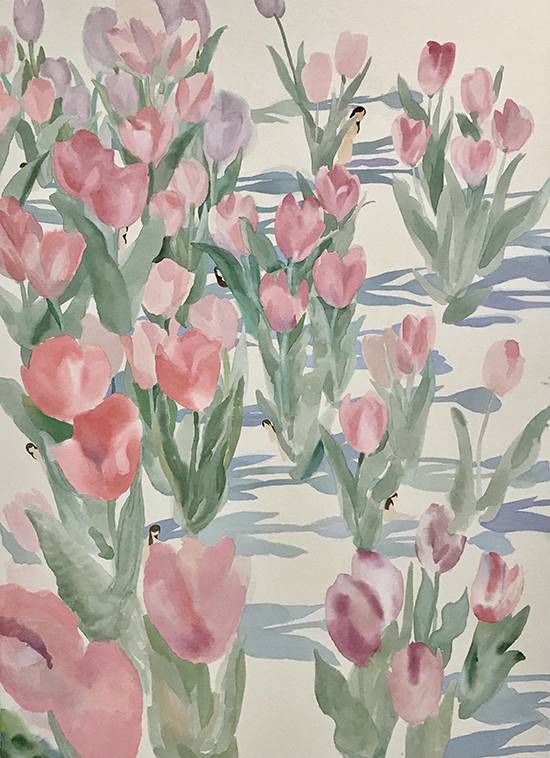 이승은 작, Tulip Forest, 장지에 채색, 151 x 207cm, 2019