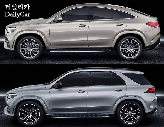 C필러를 강조하지 않은 GLE의 쿠페형, C필러를 강조한 왜건형