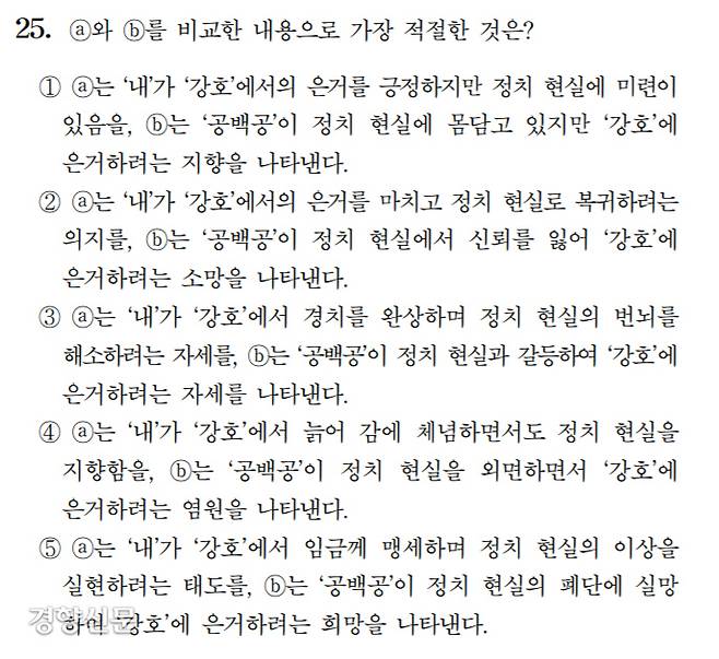 2020학년도 대학수학능력시험 국어 25번 문제
