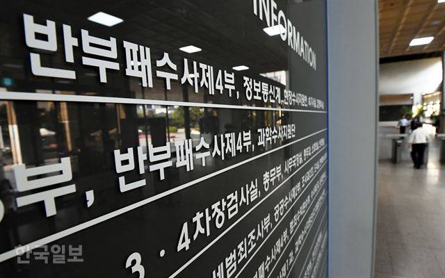 지난달 22일 검찰청 사무기구에 관한 규정 개정으로 검찰 특별수사부는 반부패수사부로 명칭을 바꿨고, 특수부를 운영하던 부산 인천 수원 대전검찰청은 특수부를 형사부로 전환했다. 사진은 서울 서초구 서울중앙지검 층별 안내판. 배우한 기자