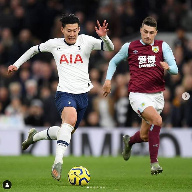 토트넘 손흥민이 번리전에서 70m 드리블을 치고 들어가 원더골을 터트렸다. [사진 토트넘 인스타그램]